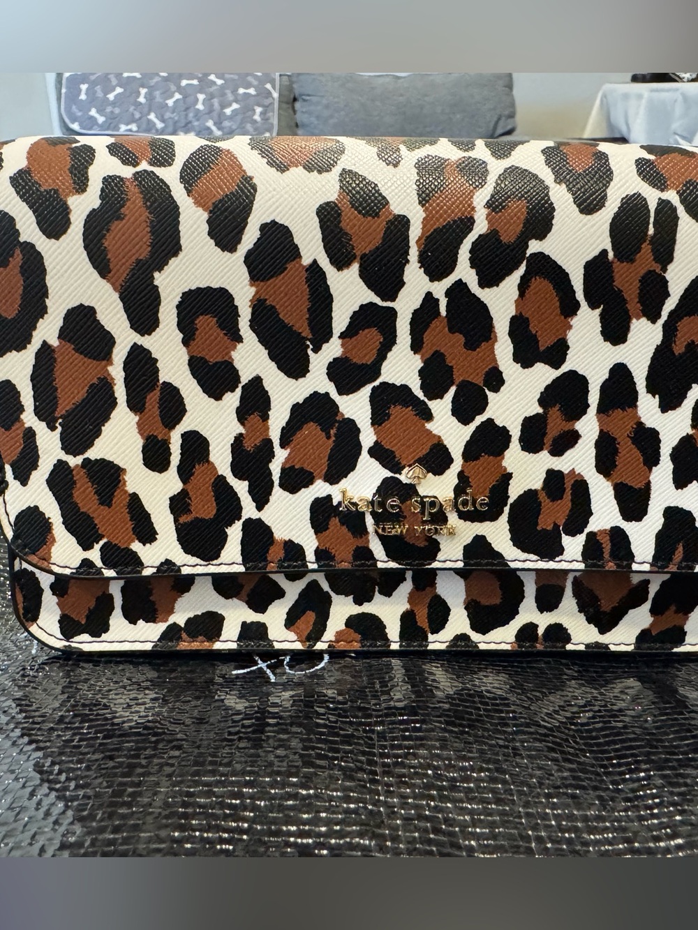kate spade Leopard Print Foldover Clutch in Brown/Black/Cream